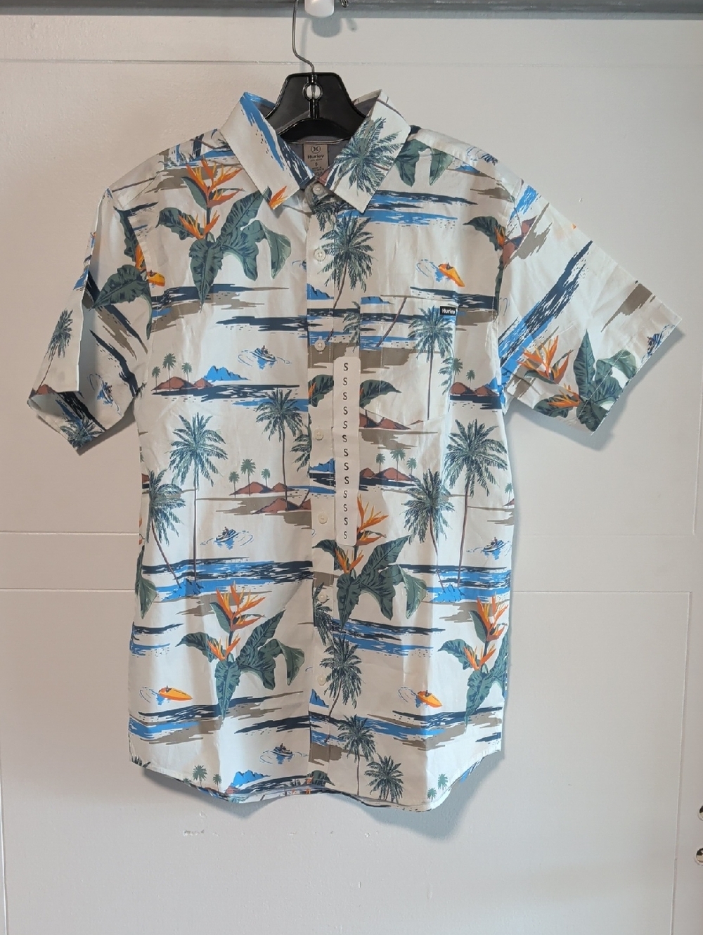 Hurley White Tropical Print Short-Sleeve